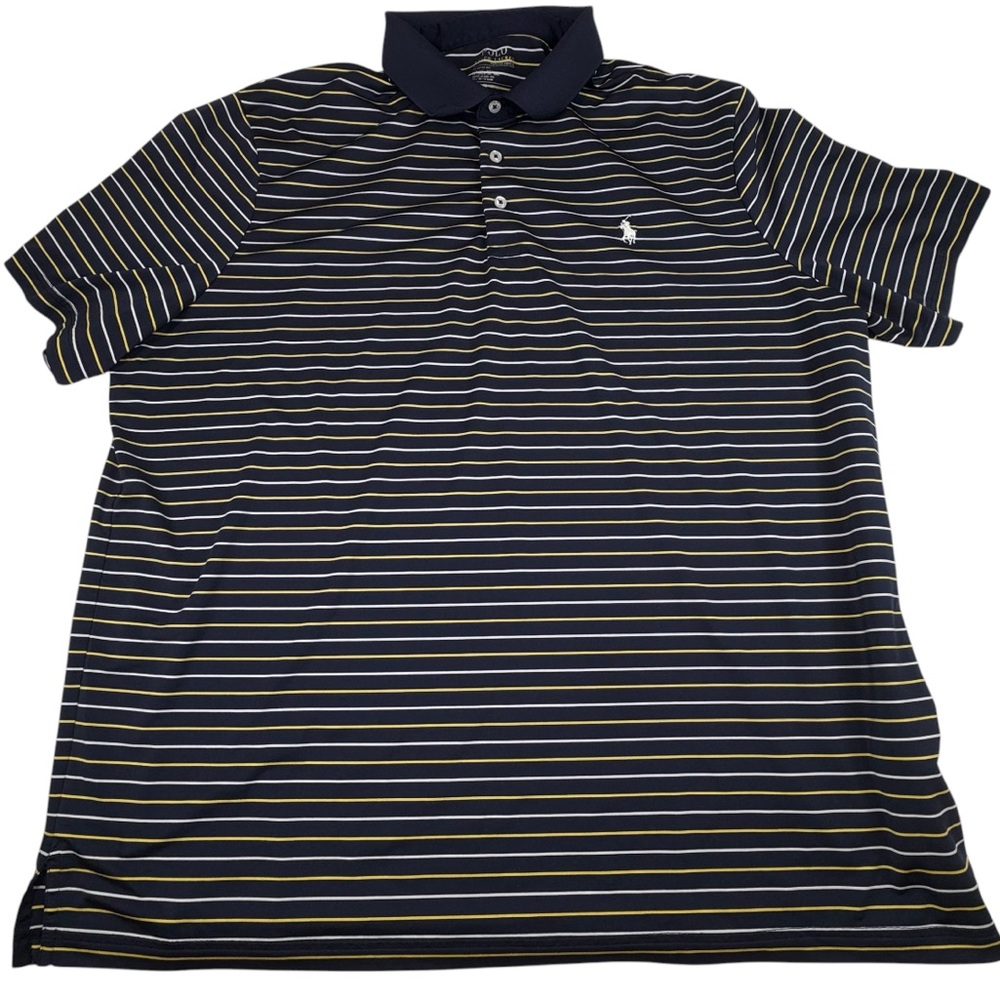!!!!!! SOLD !!!!!!!! Men's XL Blue Stripe Performance Golf Short Sleeve Preppy